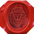 Wax impression of a man's Family Crest Ring in Bloodstone.