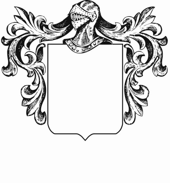 Helmet and mantle with a blank shield. Print this to design your own coat of arms.